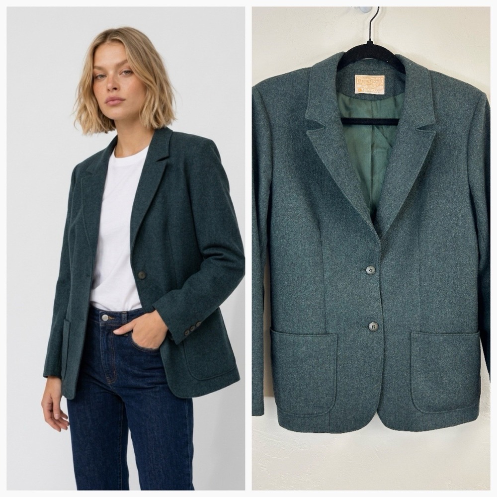 Pendleton Vintage Wool Blazer Jacket Green Size M/L Classic Preppy Academia